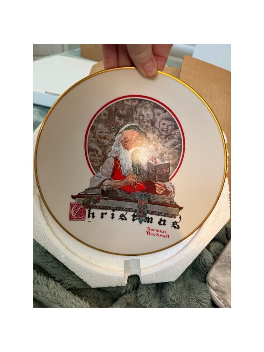 1977 Gorham Norman Rockwell “Yuletide Reckoning” Christmas Plate Fine China